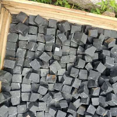 Black basalt paving stone